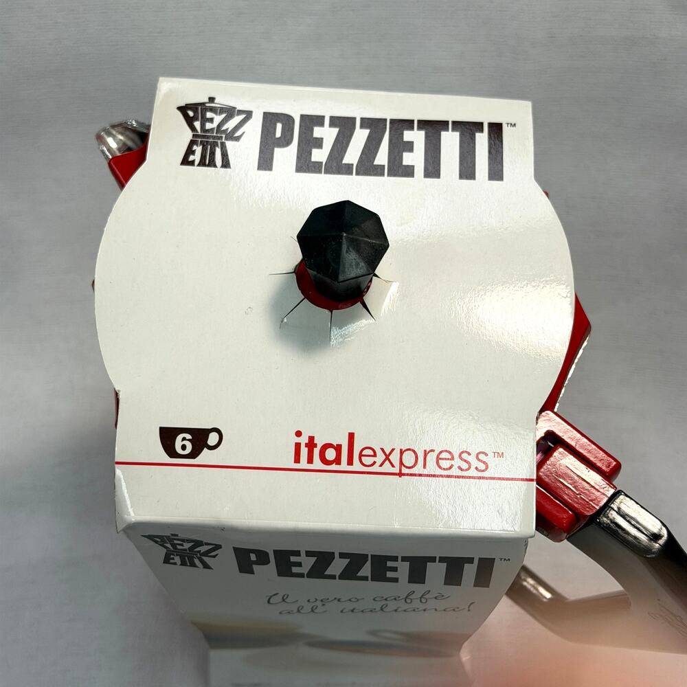 Pezetti italexpress Aluminum 6 Cup Coffee Maker in Red NWT